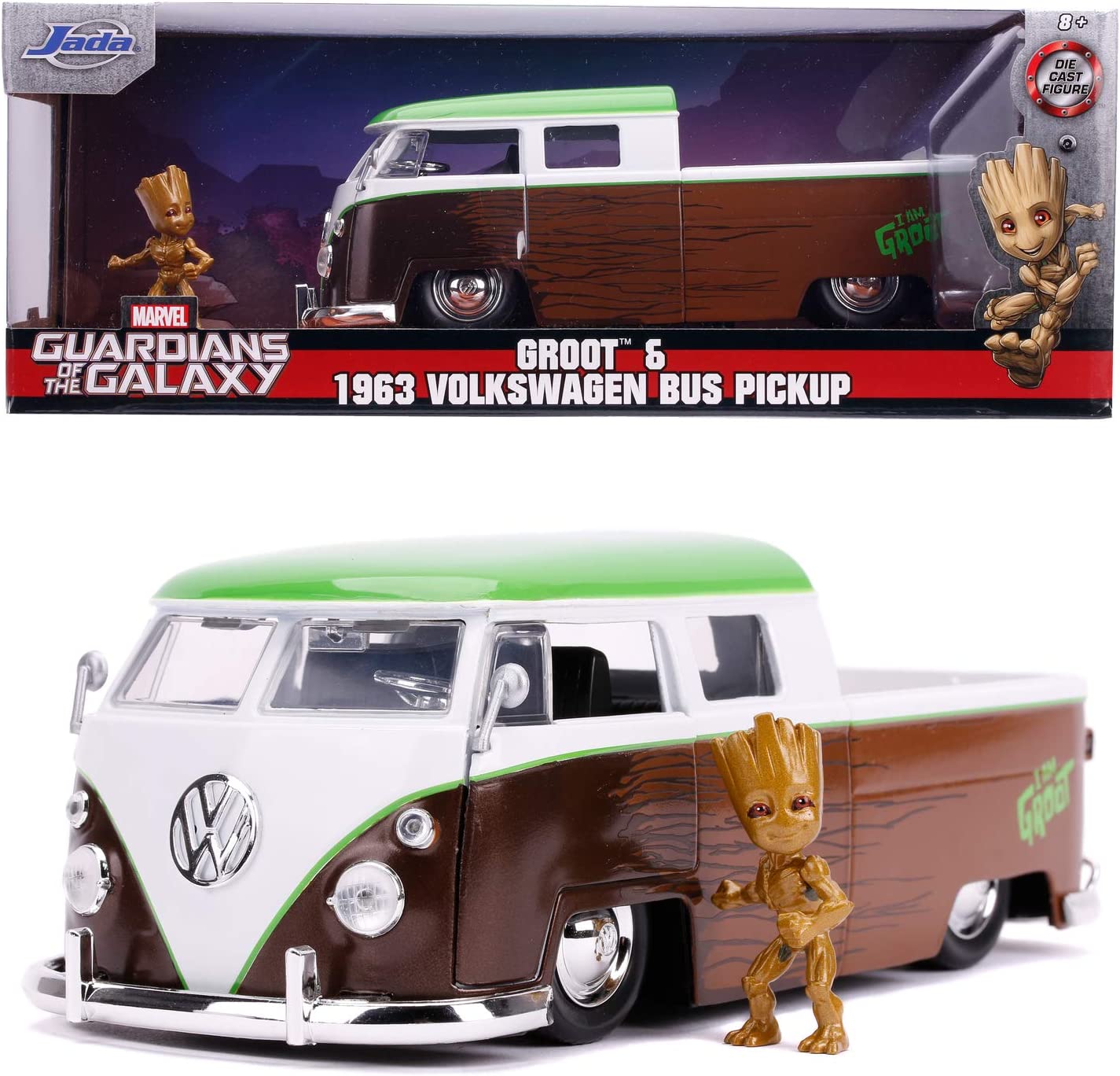 JADA MARVEL GUARDIANS OF THE GALAXY 5013 GROOT & 1963 VOLKSWAGON BUS PICKUP  1:24 SCALE