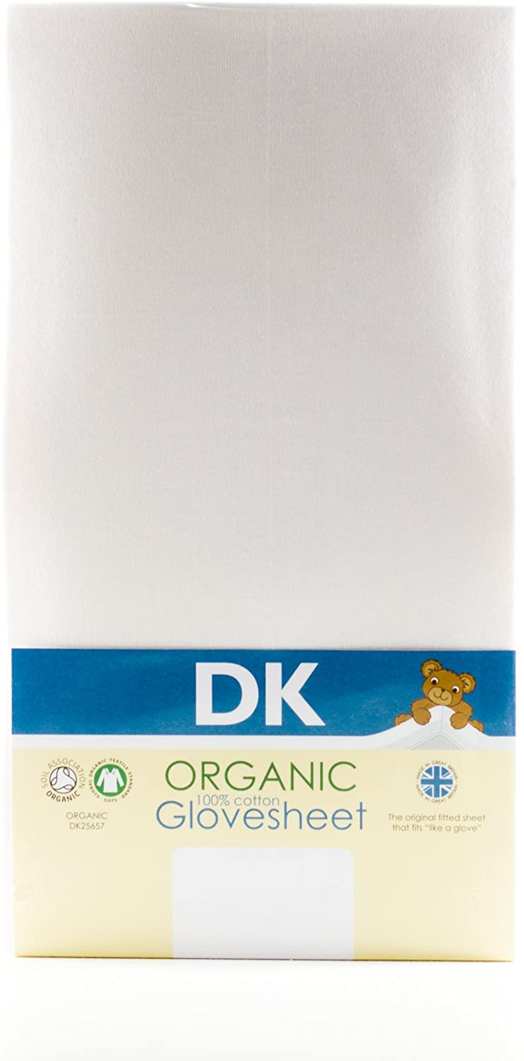 DK Glovesheets 100% Cotton Fitted Travel Cot Sheet (White, 105x75cm)