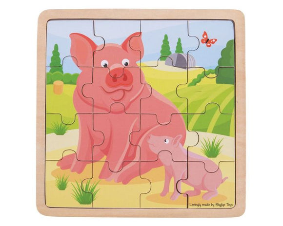 BIGJIGS BJ495 WOODEN PIG AND PIGLET PUZZLE