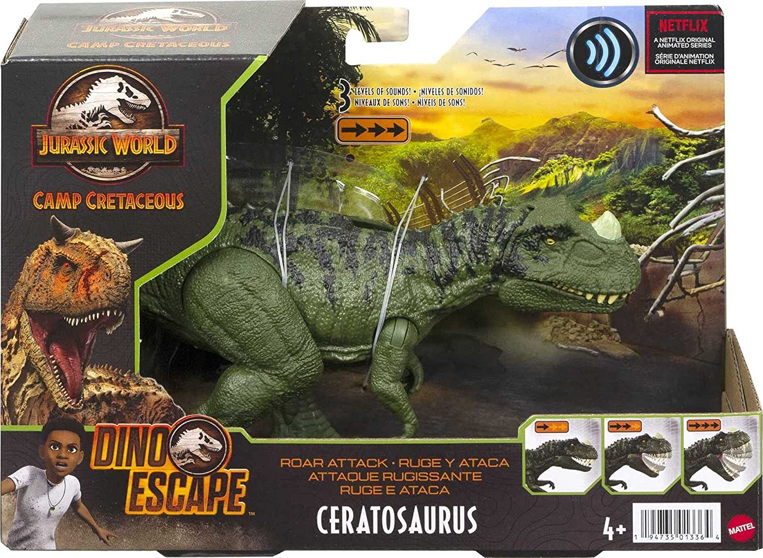 JURASSIC WORLD HCL92 CAMP CRETACEOUS ROAR ATTACK CERATOSAURUS