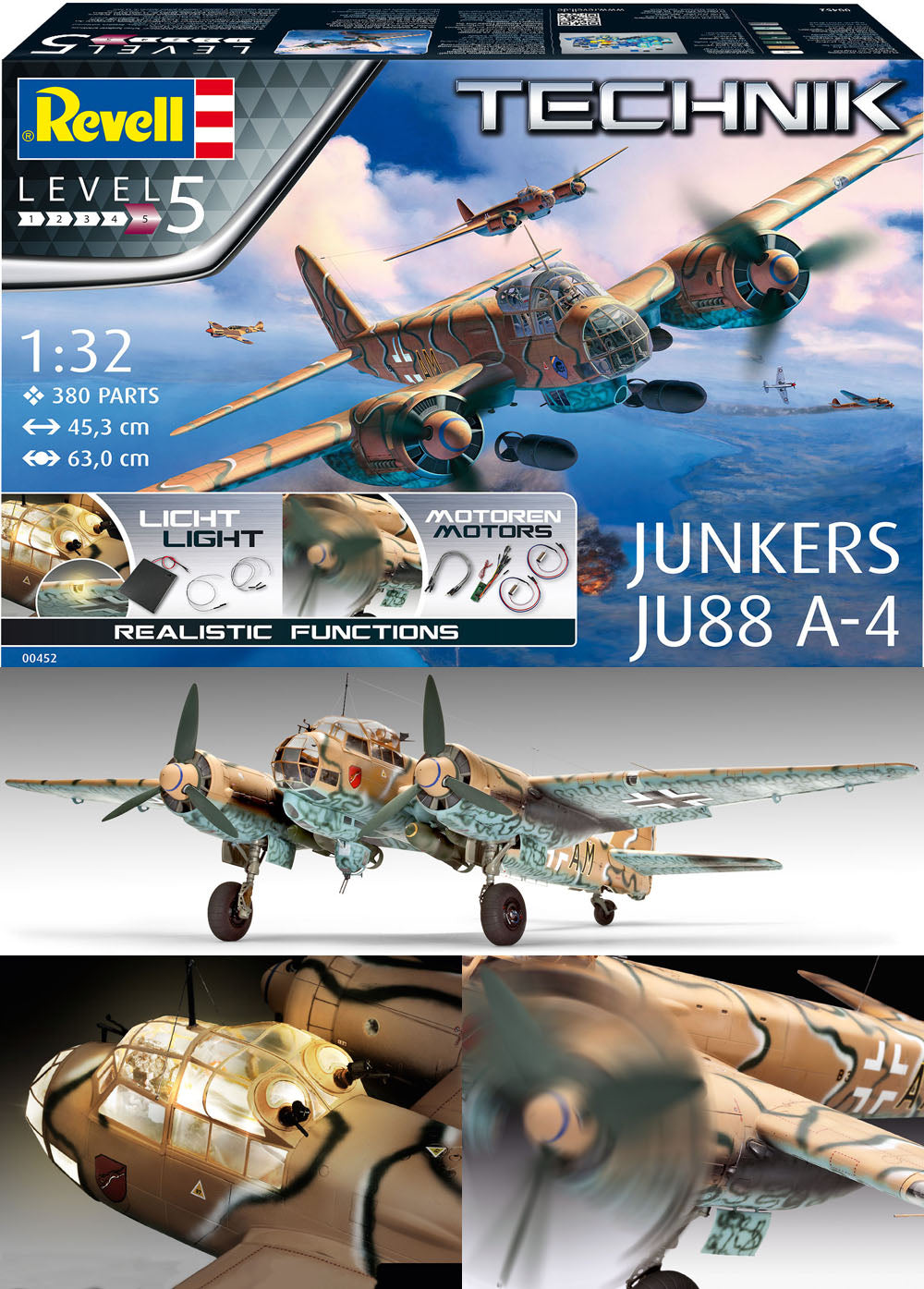 Revell 00452  1/32 Technik German Junkers Ju88 A-4 Bomber