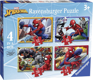 RAVENSBURGER MARVEL SPIDERMAN 4 IN A BOX JIGSAW PUZZLE