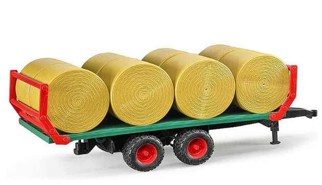 BRUDER 2220 BALE TRANSPORT TRAILER WITH 8 ROUND BALES