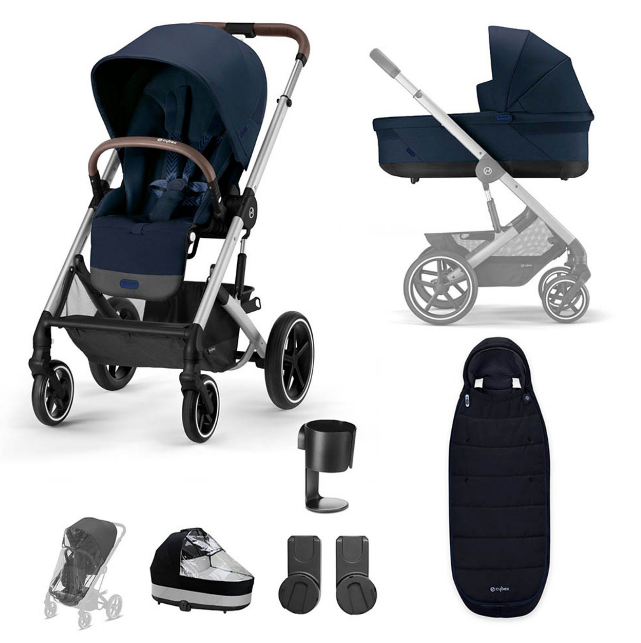 Cybex Balios S Lux Silver Frame Essentials Bundle in Ocean Blue