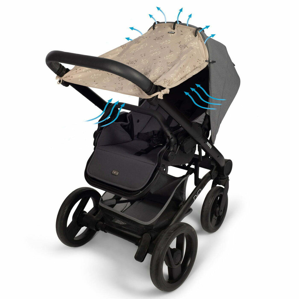 Dooky Universal Sun Shade Canopy Parasol Alternative Romantic Leaves Beige