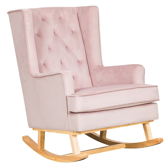 Deluxe Feeding Nursing Chair Rocking or Freestanding Dusky Pink Natural Legs