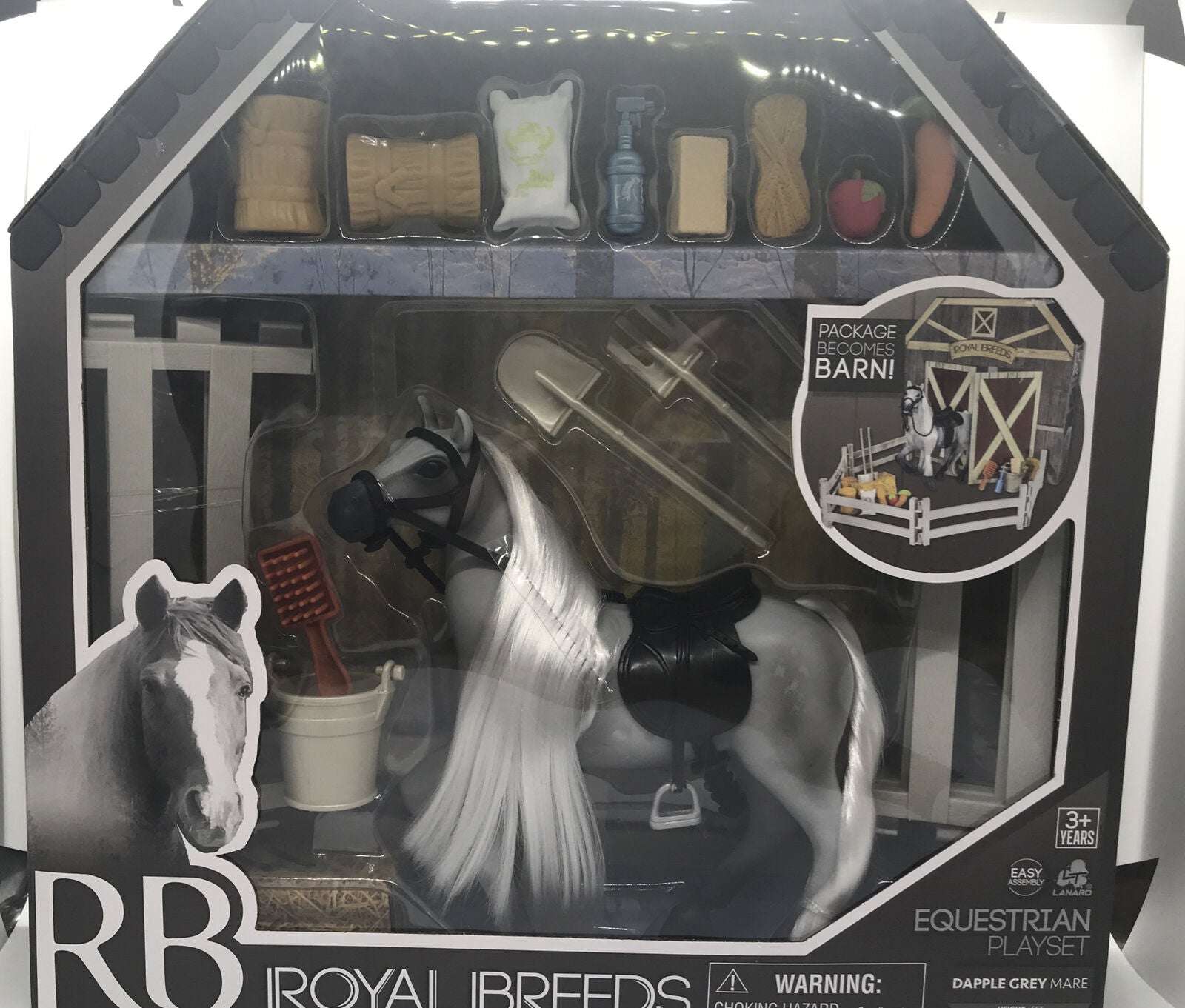 ROYAL BREEDS 185097 DAPPLE GREY MARE EQUESTRIAN PLAYSET