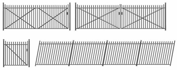 PECO RATIO 435 GWR SPEAR  FENCING BLACK RAMPS AND GATES