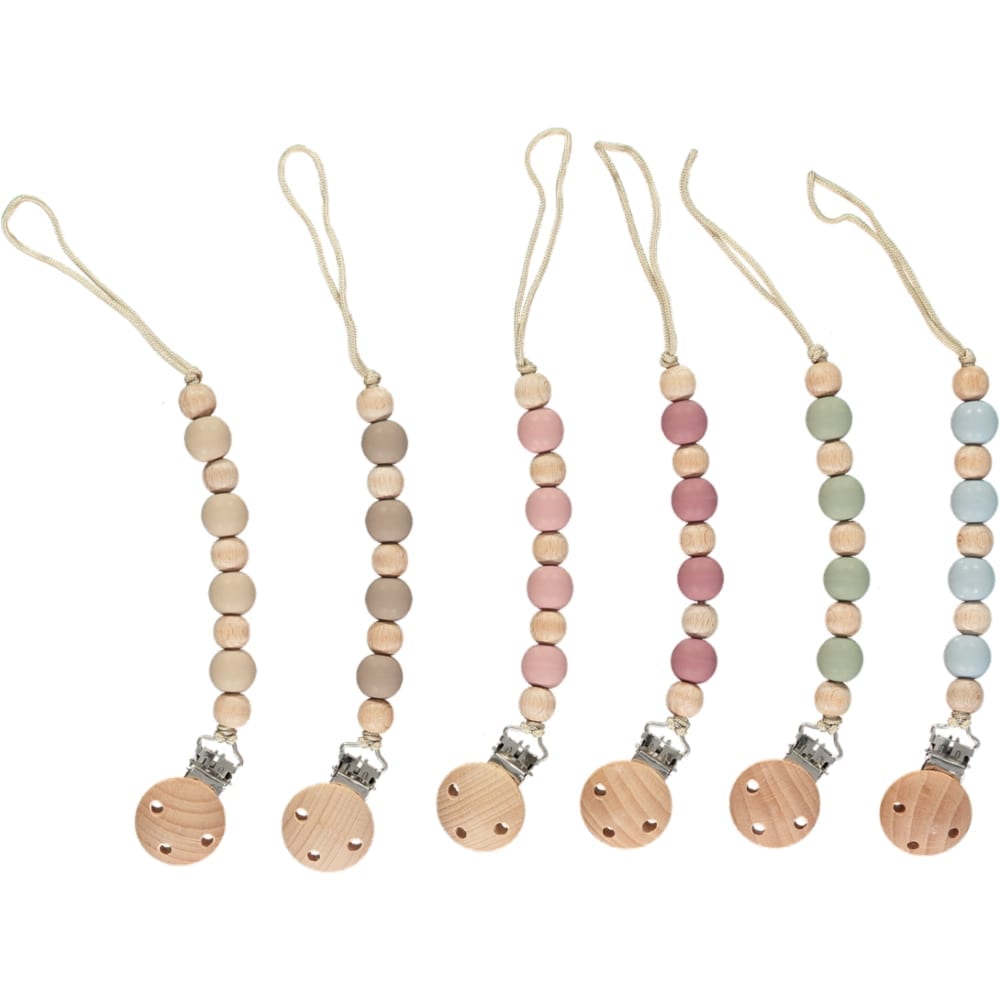 Nibbling Silicone & Wood soother clip Sage Green Dummy Pacifier