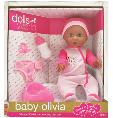 DOLLS WORLD 8852 BABY OLIVIA ETHNIC DOLL