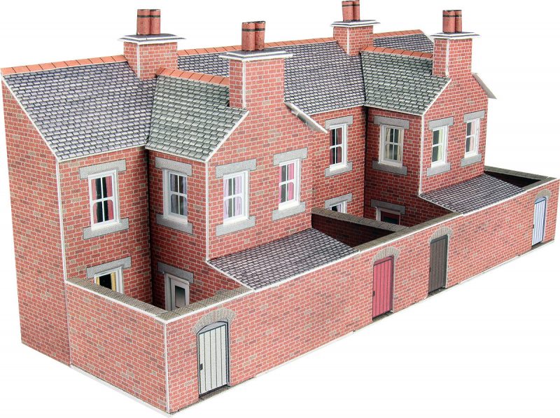 METCALFE PN176 N SCALE LOW RELIEF TERRACED HOUSE BACK RED BRICK