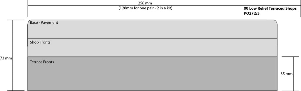 METCALFE PO273 00/H0 SCALE LOW RELIEF TERRACED SHOP FRONTS