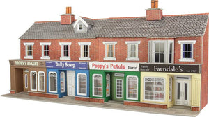 METCALFE PO272 00/H0 TERRACED SHOP FRONTS LOW RELIEF RED BRICK