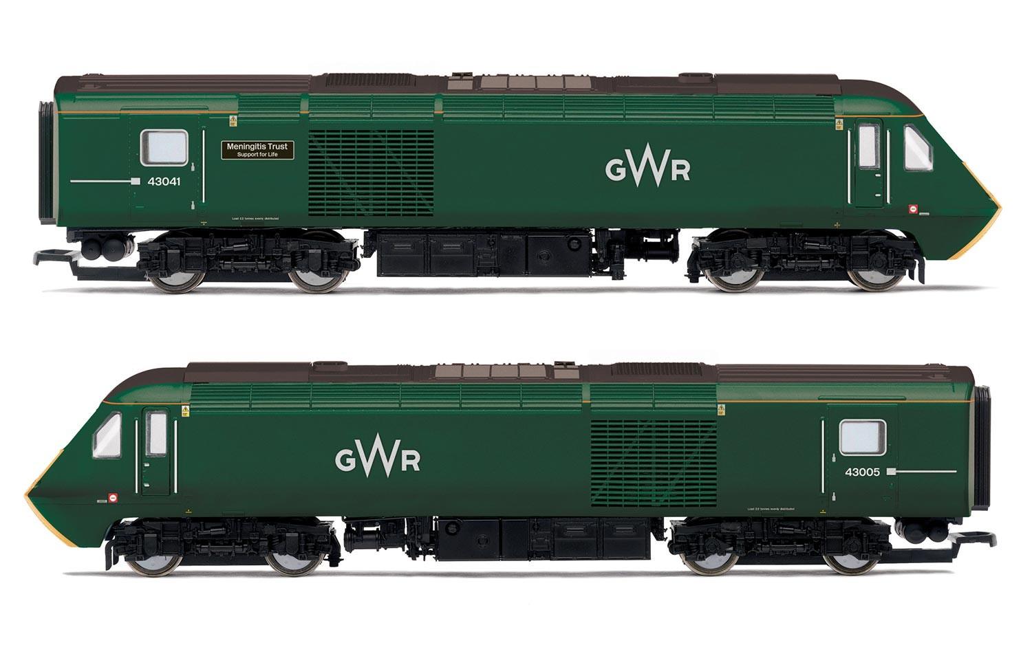 Hornby R3685 GWR  Class 43 HST  Power Cars 43041  Meningitis Trust Support for Life  and 43005 - Era 11