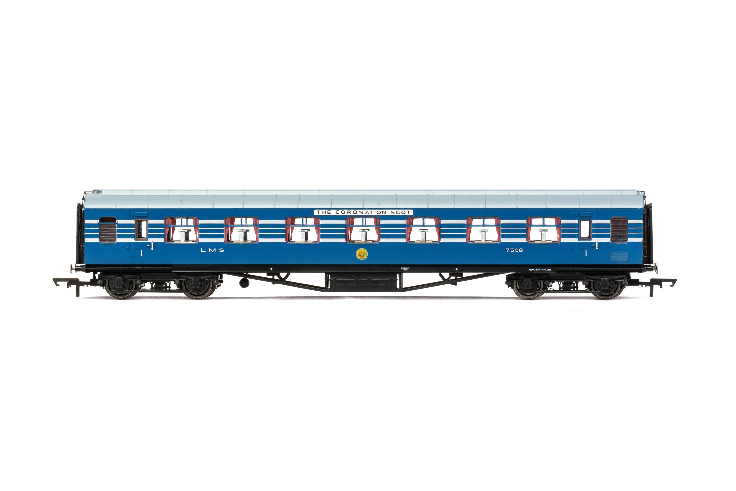 HORNBY R40055 LMS, Stanier D1902 Coronation Scot 65' RFO, 7508- Era 3