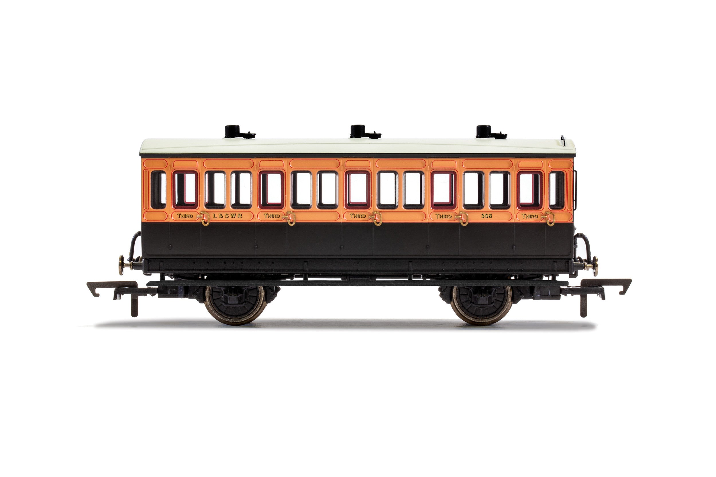 Hornby R40108A Coaches LSWR  4 Wheel Coach  3rd Class  Fitted Lights  308 - Era 2