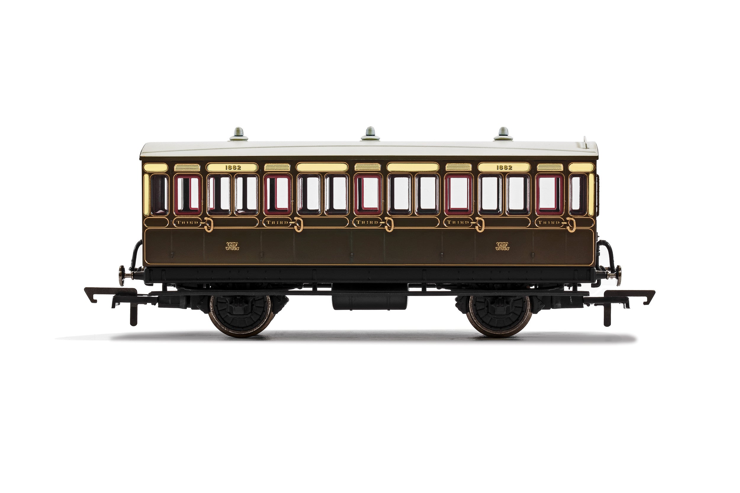 Hornby R40112A Coaches GWR  4 Wheel Coach  3rd Class  Fitted Lights  1882 - Era 2/3