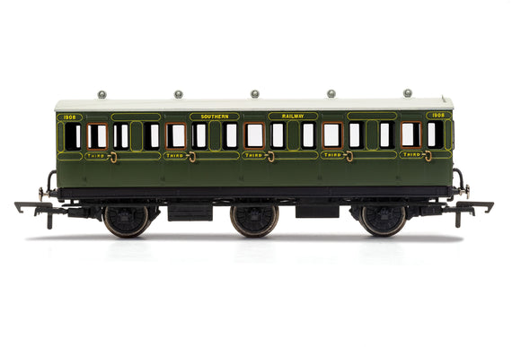 Hornby R40132 Coaches SR  6 Wheel Coach  3rd Class  Fitted Lights  1908 - Era 3