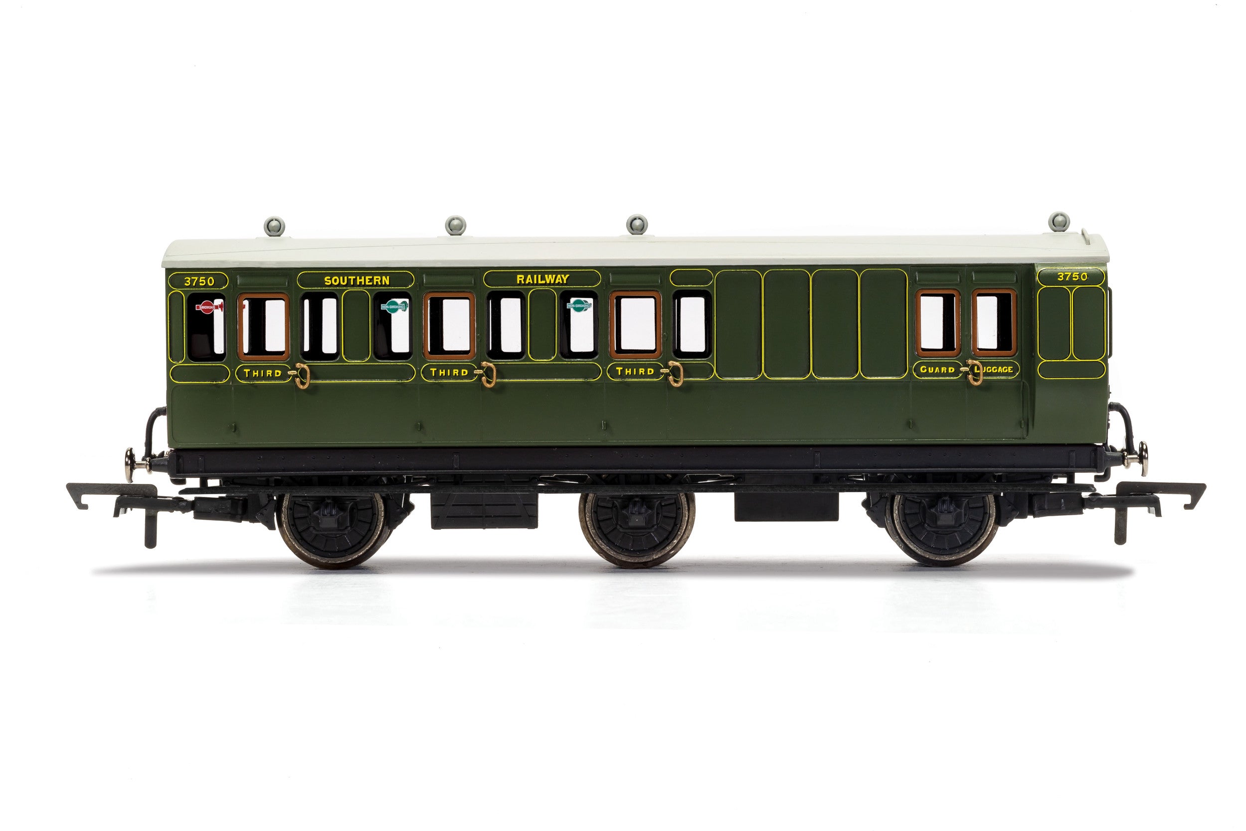 Hornby R40134 Coaches SR  6 Wheel Coach  Brake 3rd Class  Fitted Lights  3750 - Era 3