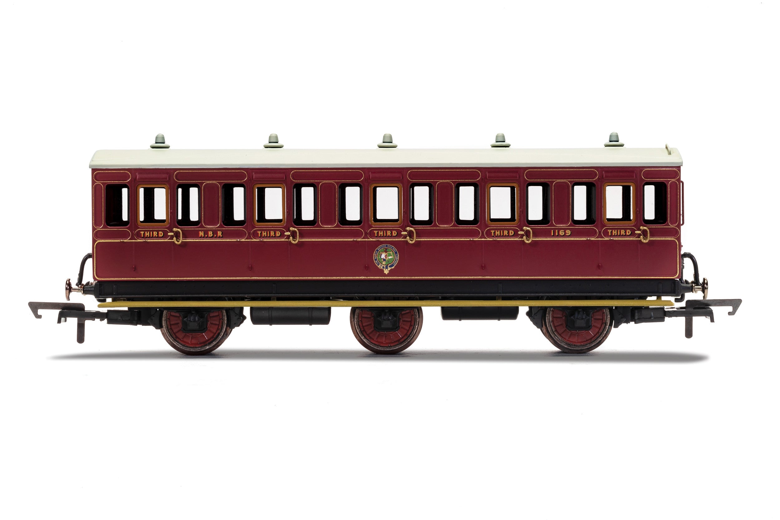 Hornby R40136 Coaches NBR  6 Wheel Coach  3rd Class  Fitted Lights  1169 - Era 2