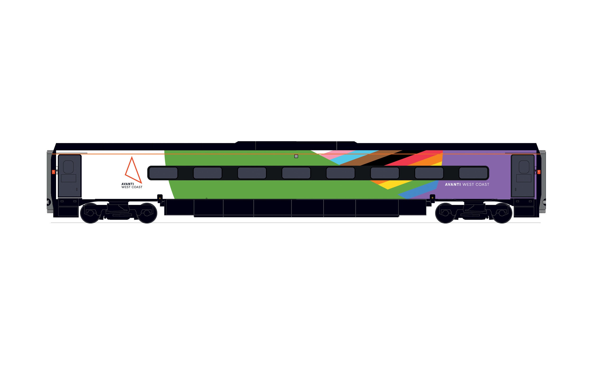 Hornby R40198 Coaches Avanti West Coast  Pendolino Motor First (MF)  Pride Livery - Era 11