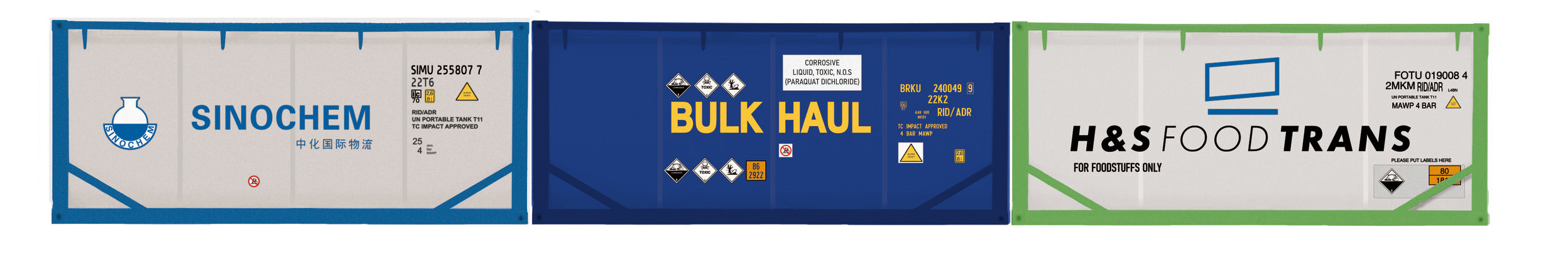 HORNBY R60129 BULKHAUL FOODTRANS AND SINOCHEM 20 FT CONTAINERS ...