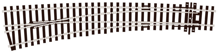 PECO SL-87 CURVED DOUBLE RADIUS L/H OO GAUGE STREAMLINE TRACK CODE 100 INSULFROG POINTS TURNOUTS RIGID UNIT NICKEL SILVER TRACK WOODEN SLEEPERS