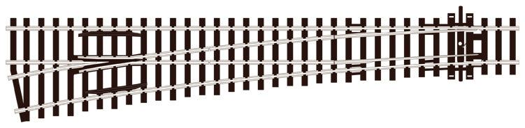 PECO SL-89 LARGE RADIUS L/H OO GAUGE STREAMLINE TRACK CODE 100 INSULFROG POINTS TURNOUTS RIGID UNIT NICKEL SILVER TRACK WOODEN SLEEPERS