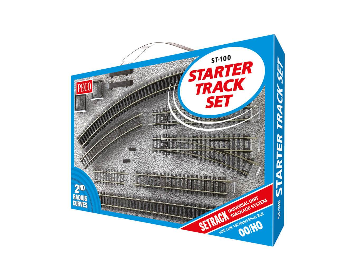 PECO ST-100 SETRACK OO/HO STARTER TRACK SET  2ND RADIUS OO GAUGE SETRACK CODE 100 RIGID UNIT NICKEL SILVER TRACK WOODEN SLEEPERS