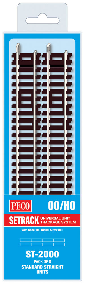 PECO ST-2000 STANDARD STRAIGHT   168MM (6IN) LONG OO GAUGE SETRACK CODE 100 RIGID UNIT NICKEL SILVER TRACK WOODEN SLEEPERS