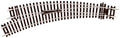 PECO ST-245 CURVED DOUBLE RADIUS  L/H TURNOUT  INSULFROG  OO GAUGE SETRACK CODE 100 TURNOUTS POINTS RIGID UNIT NICKEL SILVER TRACK WOODEN SLEEPERS