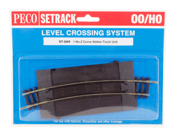 PECO ST-269 NO.2 RADIUS CURVED ADDON TRACK UNIT FOR LEVEL CROSSING  OO GAUGE SETRACK CODE 100 ACCESSORIES RIGID UNIT NICKEL SILVER TRACK WOODEN SLEEPERS