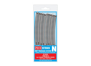 PECO ST-3016 NO.3 RADIUS STANDARD CURVE 298.5MM (8 X ST-16) N GAUGE SETRACK CODE 80 CURVED TRACK  PACKS