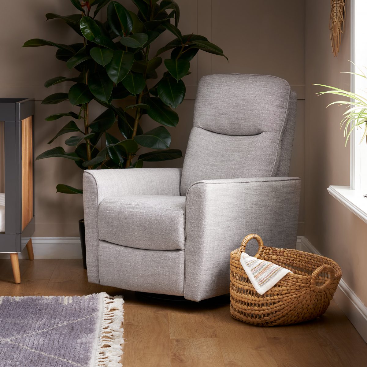 Savannah Swivel Glider Recliner Nursing Chair Pebble