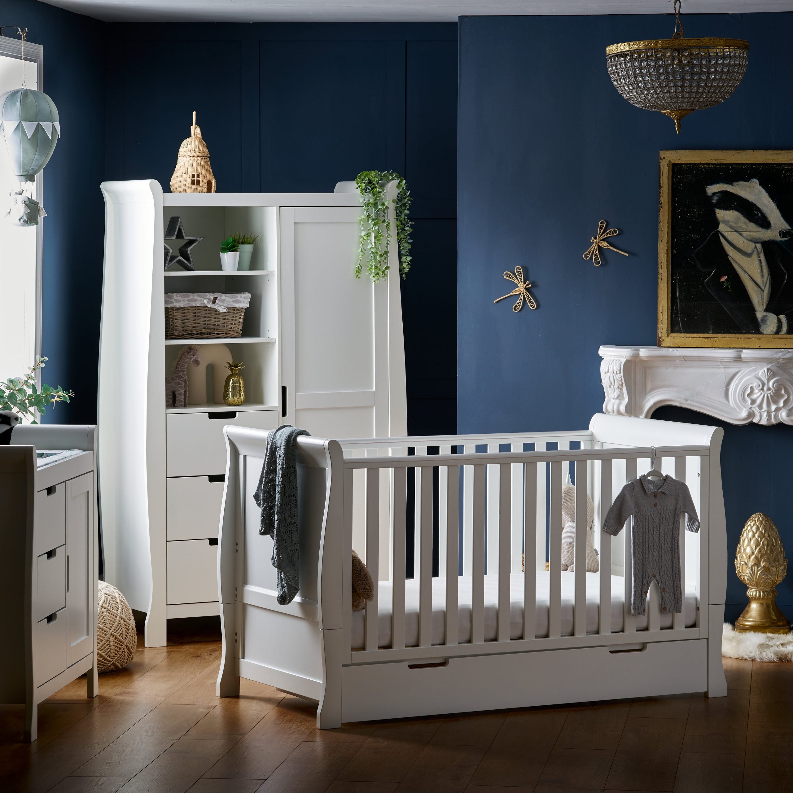 OBaby Stamford Classic Sleigh 3 piece room set white