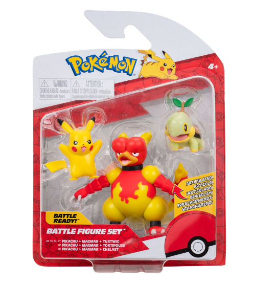 POKEMON PKW2681 PIKACHU+MAGMAR+TURTWIG BATTLE FIGURE SET