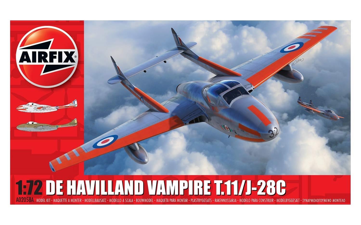Airfix A02058A de Havilland Vampire T.11 / J-28C 1:72 Scale
