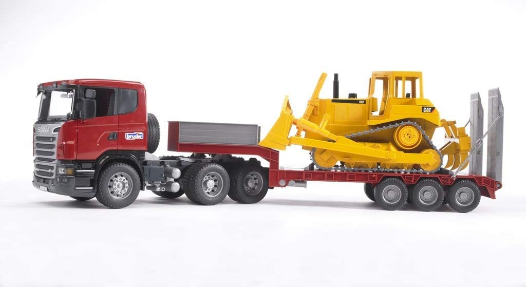 BRUDER 3555 Scania R-Series low Loader with Cat Bulldozer