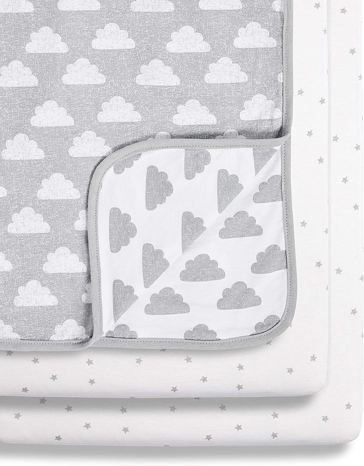 Snuz 3 Piece Cloud Grey/White Bedding Set For SnuzPod Bedside Crib