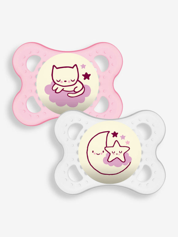 MAM Original Night Soother 2 pack 0m+ PINK
