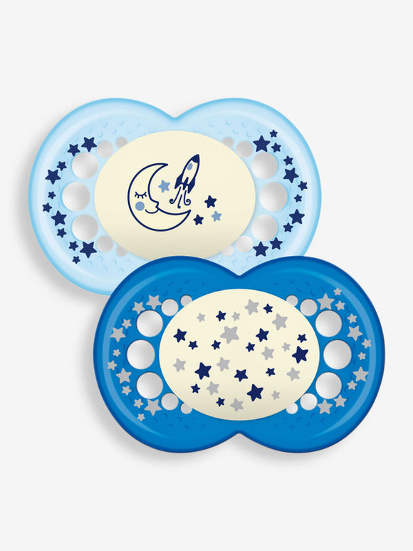 MAM Original Night Soother 2 pack 12m+ BLUE