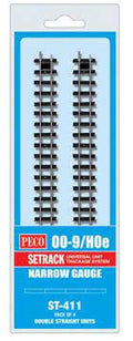 PECO ST-411 OO-9 TRACK CODE 80 DOUBLE STRAIGHTS PACK OF 4