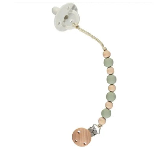 Nibbling Silicone & Wood Earth soother clip Sage Dummy Pacifier
