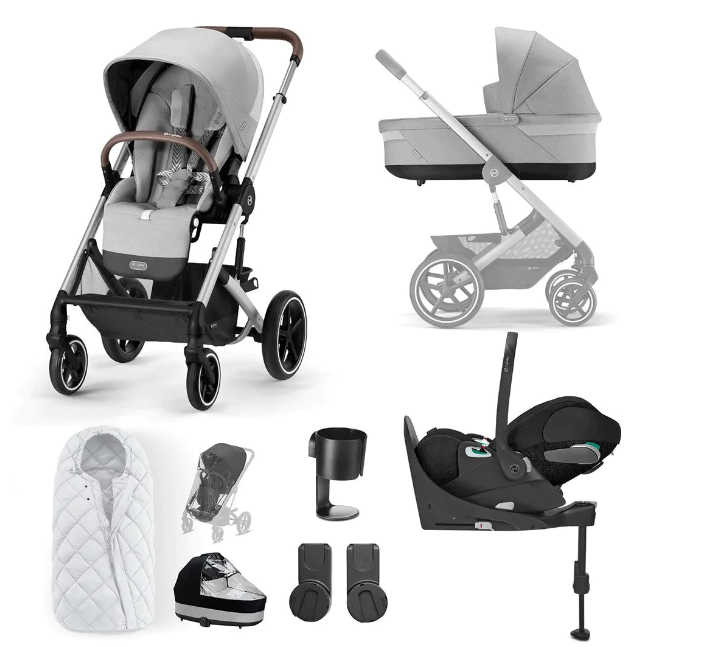 Cybex Balios S Lux Silver Frame Aton B2 Comfort Bundle in Lava Grey