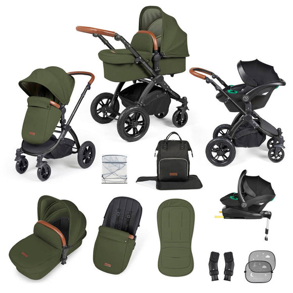 Ickle Bubba Stomp Luxe Travel System Woodland/Black Chassis/Tan