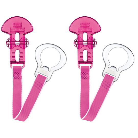 MAM 2 Clips for Soother or Teether Pink