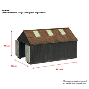 SCENECRAFT 44-0163 NARROW GAUGE CORRUGATED ENGINE SHED OO-9