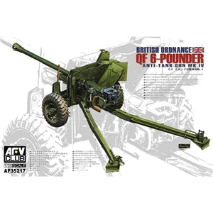 AFV CLUB AF35217 BRITISH ORDNANCE QF6 POUNDER ANTI TANK GUN MK.IV 1/35 SCALE