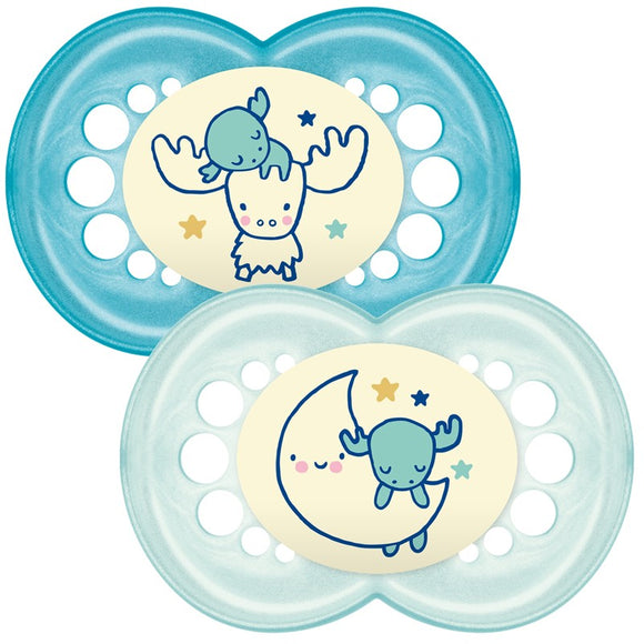 MAM Original Night Soother 2 pack 6m+ BLUE
