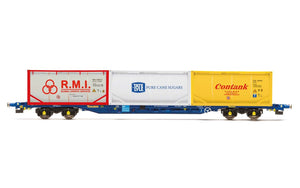 Hornby R6957 Tiphook  KFA Container wagon  93437  with 3 x 20' tanktainers; Contank/RMI/Tate & Lyle - Era 11